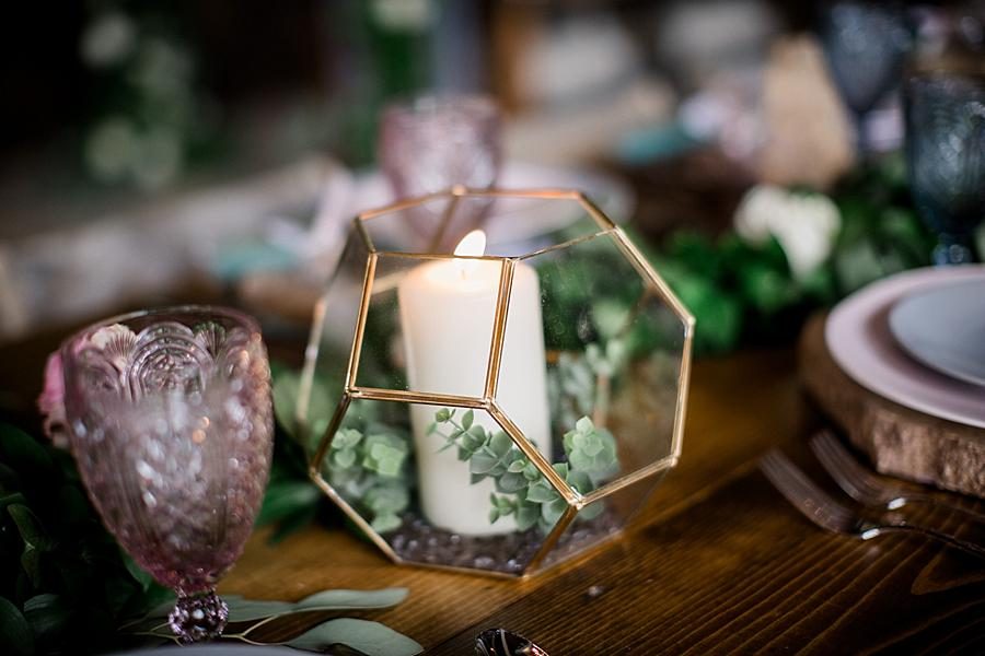 Geode candle holder at this The Quarry wedding by Knoxville Wedding Photographer, Amanda May Photos.