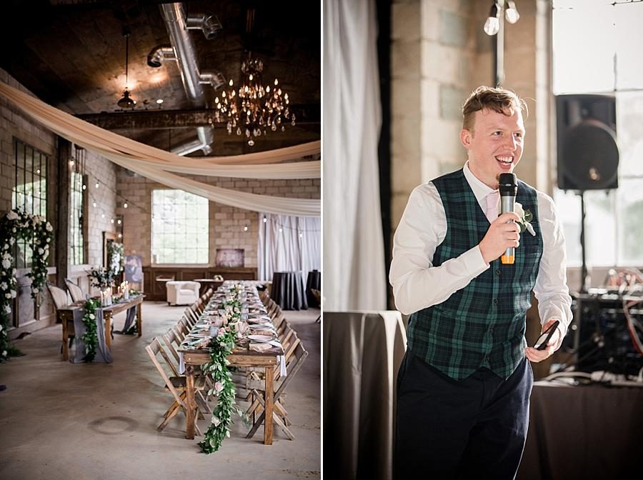Groomsman giving a toast at this The Quarry wedding by Knoxville Wedding Photographer, Amanda May Photos.