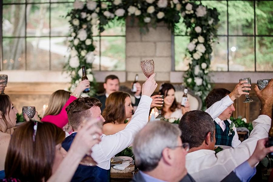 Cheers to the toast at this The Quarry wedding by Knoxville Wedding Photographer, Amanda May Photos.