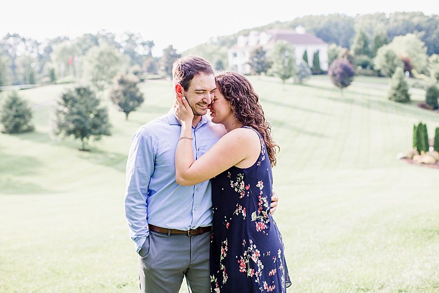 Hand on cheek at this engagement at Castleton Farms by Knoxville Wedding Photographer, Amanda May Photos