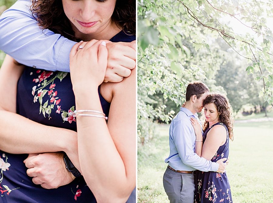 Snuggling at this engagement at Castleton Farms by Knoxville Wedding Photographer, Amanda May Photos