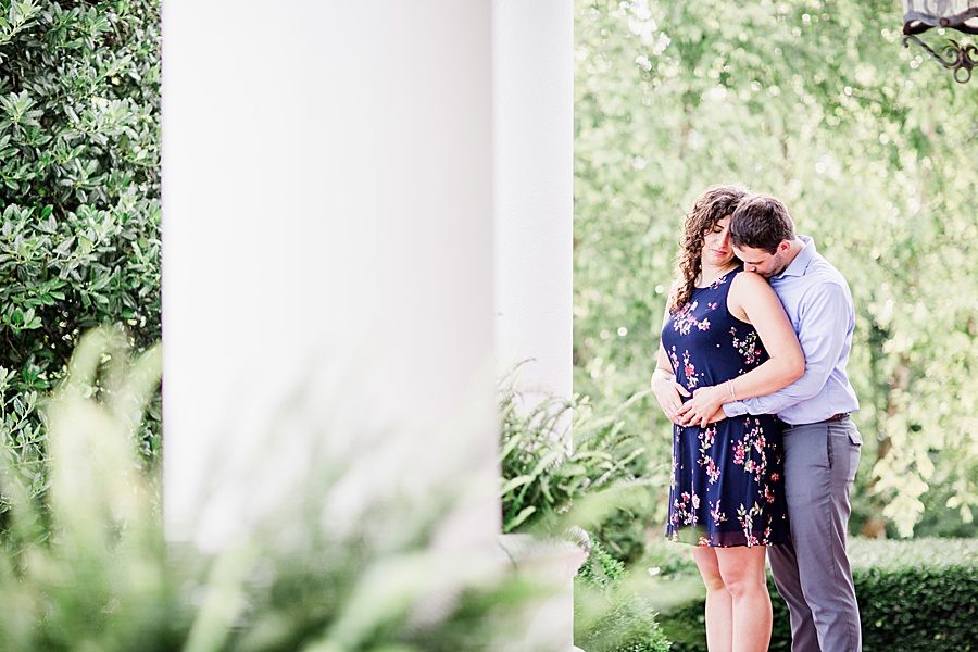 Kiss on the shoulder at this engagement at Castleton Farms by Knoxville Wedding Photographer, Amanda May Photos