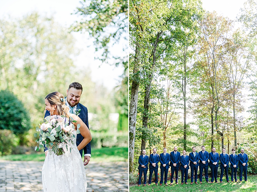 blue tuxedos at this castleton farms wedding