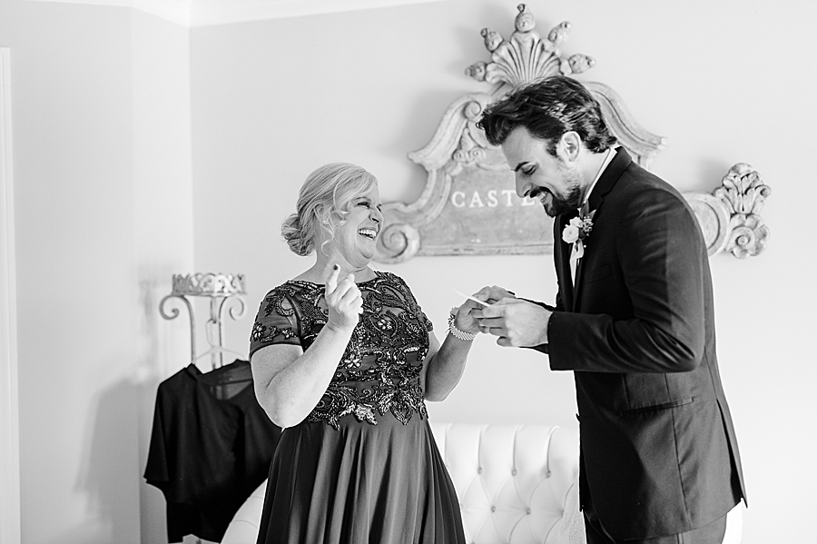 black and white photo at castleton wedding