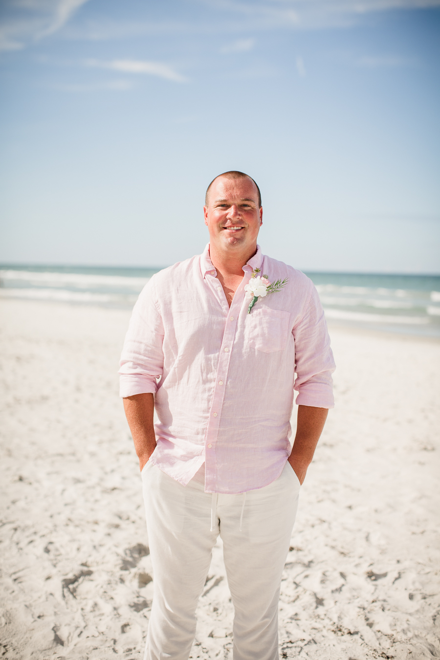Groom on beach at this Daytona Beach Wedding by Destination Wedding Photographer, Amanda May Photos.
