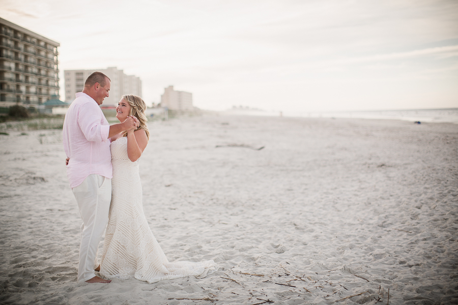 Dancing on the beach at this Daytona Beach Wedding by Destination Wedding Photographer, Amanda May Photos.