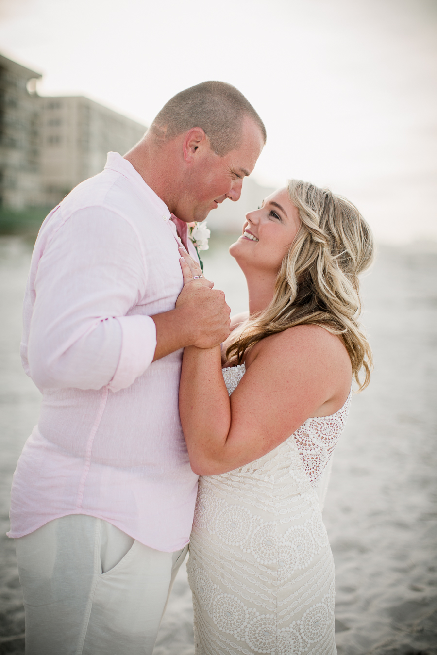Close up of dancing on the beach at this Daytona Beach Wedding by Destination Wedding Photographer, Amanda May Photos.