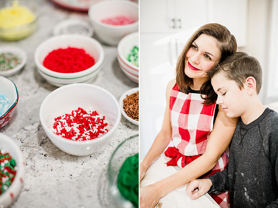 Sprinkles at this Christmas cookie session by Knoxville Wedding Photographer, Amanda May Photos.
