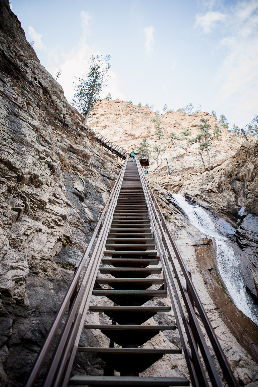 Stairs leading up seven falls in Colorado Springs by Knoxville Wedding Photographer, Amanda May Photos.