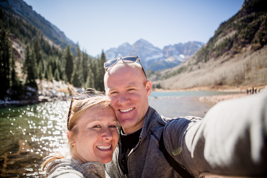Selfie at the lake in Aspen by Knoxville Wedding Photographer, Amanda May Photos.