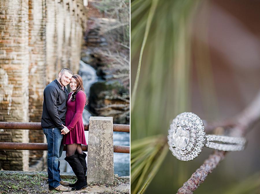Round engagement ring at this Cumberland Mountain Engagement Session by Knoxville Wedding Photographer, Amanda May Photos.