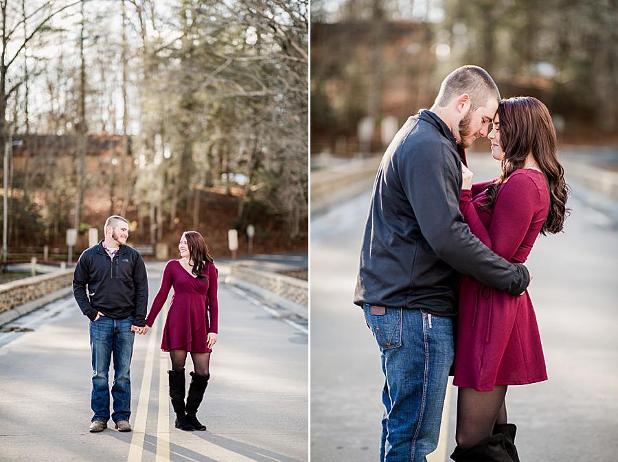 Holding hands at this Cumberland Mountain Engagement Session by Knoxville Wedding Photographer, Amanda May Photos.