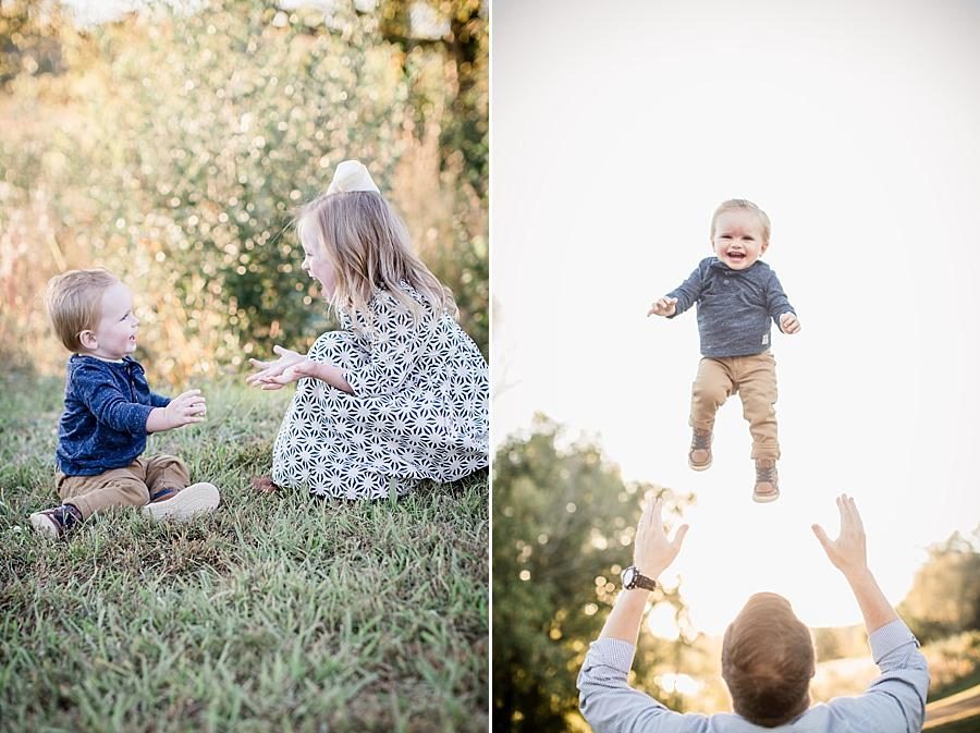 Tossing his son at this Melton Hill Park Family Session by Knoxville Wedding Photographer, Amanda May Photos.