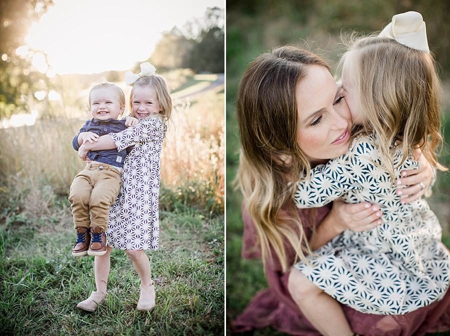 Sister holding brother at this Melton Hill Park Family Session by Knoxville Wedding Photographer, Amanda May Photos.