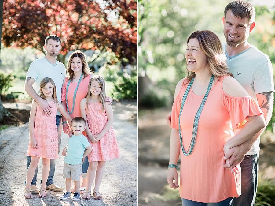 The whole family at this UT Gardens Engagement by Knoxville Wedding Photographer, Amanda May Photos.