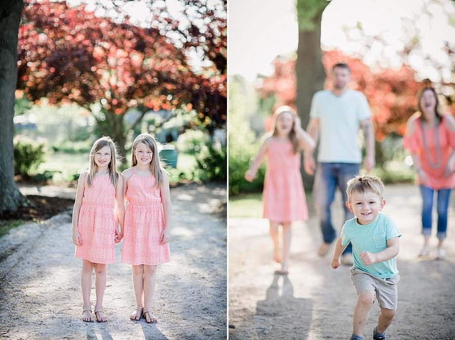 Pink dresses at this UT Gardens Engagement by Knoxville Wedding Photographer, Amanda May Photos.