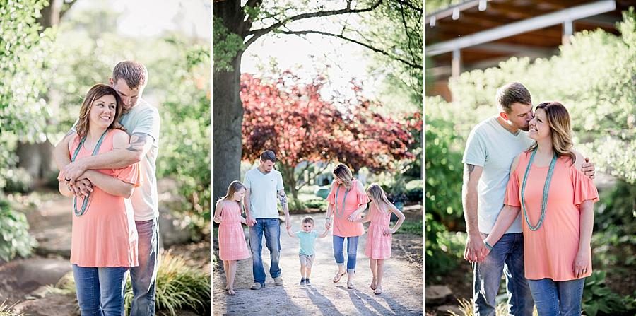 Kiss on the cheek at this UT Gardens Engagement by Knoxville Wedding Photographer, Amanda May Photos.