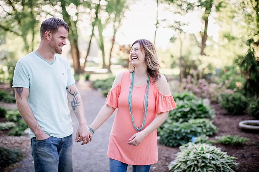 Long blue necklace at this UT Gardens Engagement by Knoxville Wedding Photographer, Amanda May Photos.