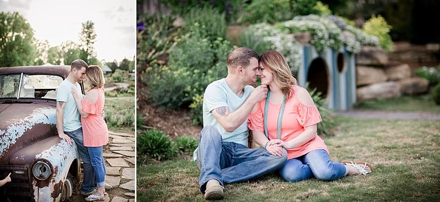 Hand on chin at this UT Gardens Engagement by Knoxville Wedding Photographer, Amanda May Photos.