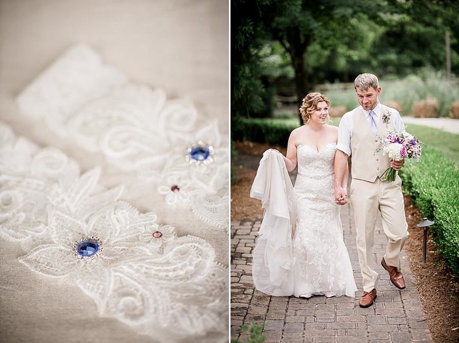 Walking down the brick path at this Hunter Valley Pavilion Wedding by Knoxville Wedding Photographer, Amanda May Photos.