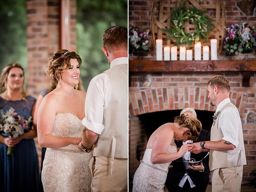 Married in front of the mantel at this Hunter Valley Pavilion Wedding by Knoxville Wedding Photographer, Amanda May Photos.