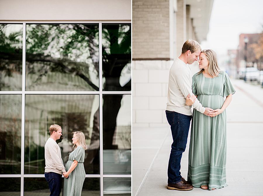 Window reflection at this Downtown Knoxville Maternity by Knoxville Wedding Photographer, Amanda May Photos.
