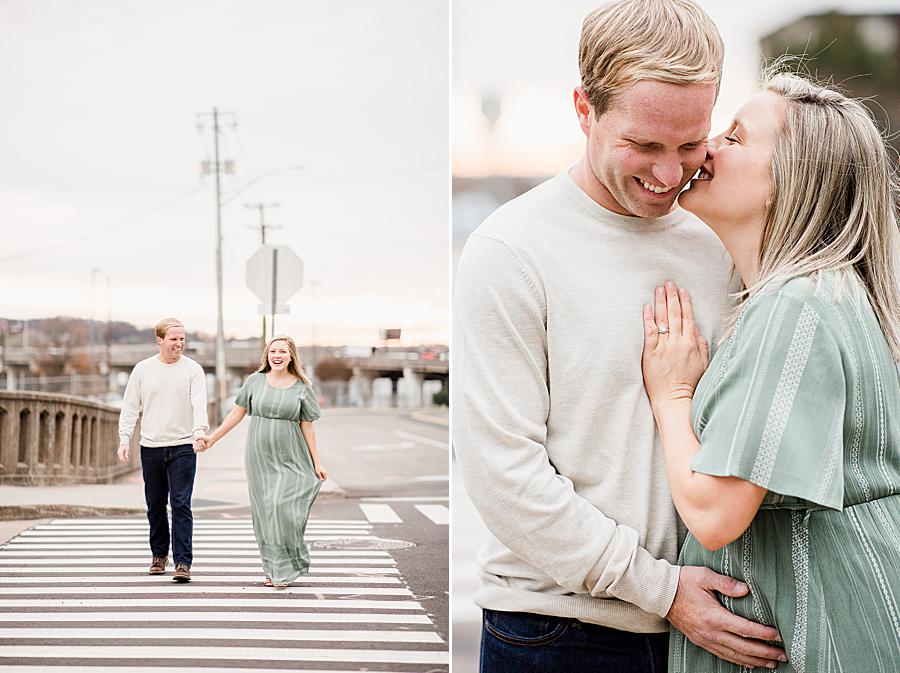 Walking across the street by Knoxville Wedding Photographer, Amanda May Photos.