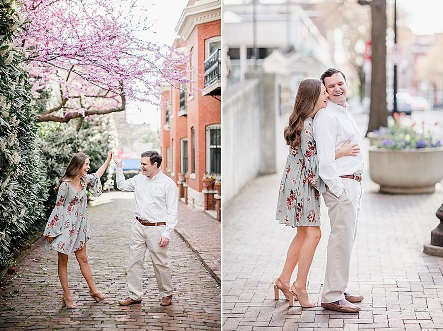 Cobblestone street at this Meads Quarry Session by Knoxville Wedding Photographer, Amanda May Photos.