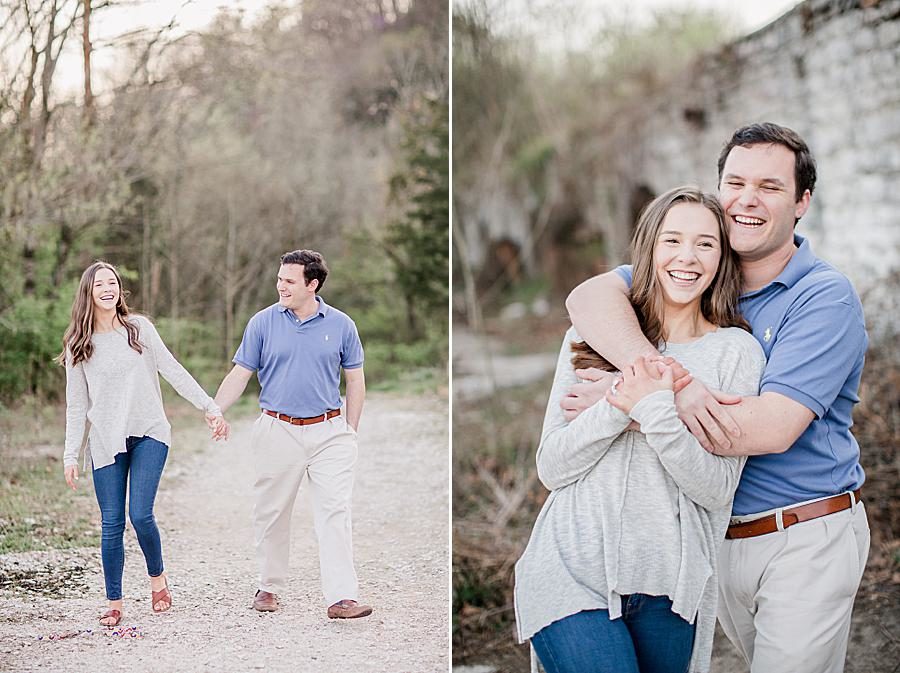 Holding hands at this Meads Quarry Session by Knoxville Wedding Photographer, Amanda May Photos.