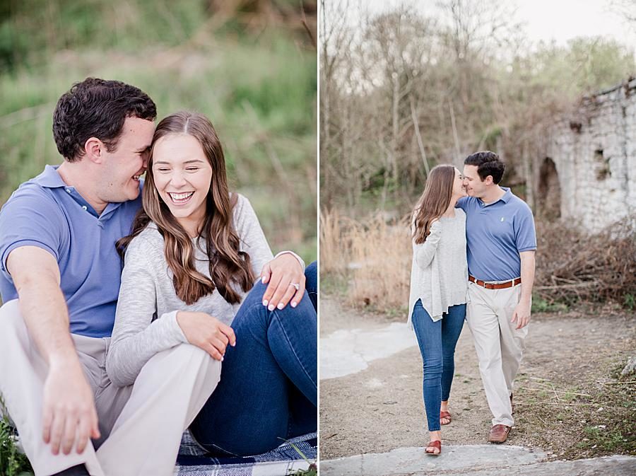 Kisses at this Meads Quarry Session by Knoxville Wedding Photographer, Amanda May Photos.