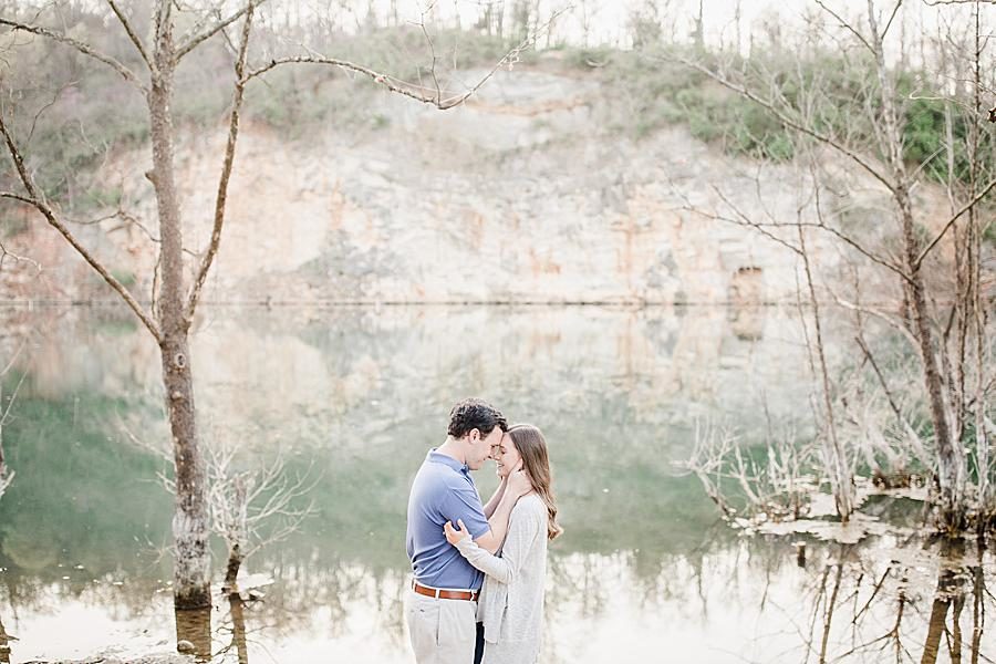 Hands on cheek at this Meads Quarry Session by Knoxville Wedding Photographer, Amanda May Photos.