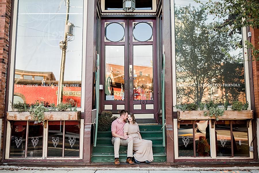 Urban doorway at this Knoxville engagement session by Knoxville Wedding Photographer, Amanda May Photos.
