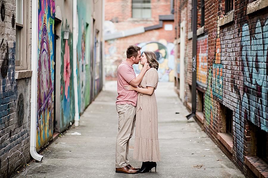 Kiss at this Knoxville engagement session by Knoxville Wedding Photographer, Amanda May Photos.