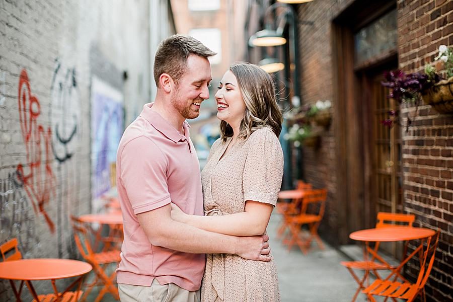 Outdoor patio at this Knoxville engagement session by Knoxville Wedding Photographer, Amanda May Photos.
