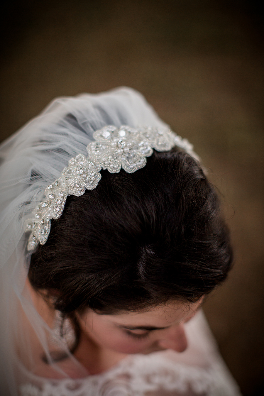 Veil detail at this bridal session at The Barn at High Point Farms by Knoxville Wedding Photographer, Amanda May Photos.