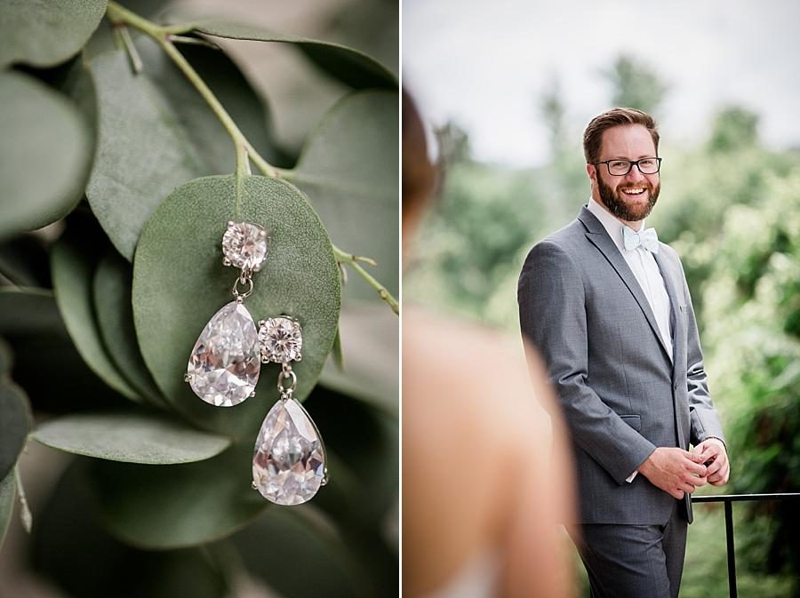 Diamond earrings at this Fountain City Church Wedding by Knoxville Wedding Photographer, Amanda May Photos.