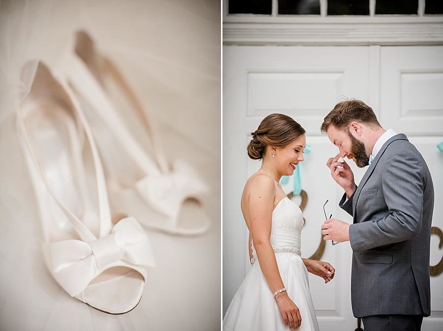 Wedding shoes at this Fountain City Church Wedding by Knoxville Wedding Photographer, Amanda May Photos.
