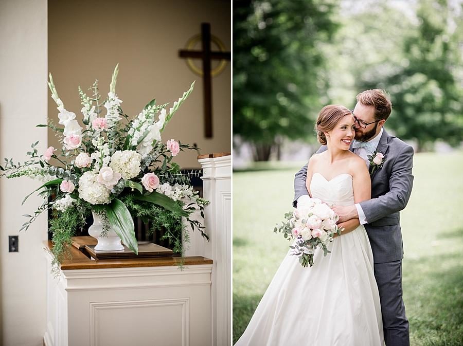 Altar bouquet at this Fountain City Church Wedding by Knoxville Wedding Photographer, Amanda May Photos.