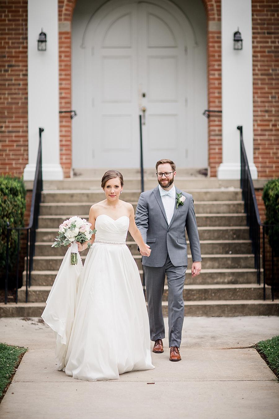 Leading her groom at this Fountain City Church Wedding by Knoxville Wedding Photographer, Amanda May Photos.
