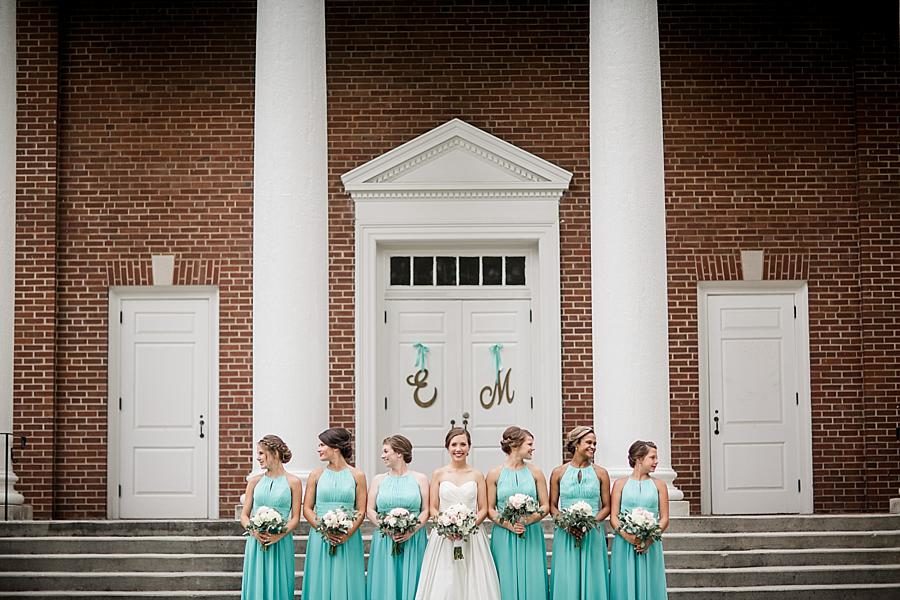 Bridesmaids outside the church at this Fountain City Church Wedding by Knoxville Wedding Photographer, Amanda May Photos.