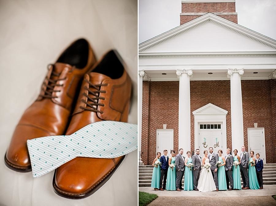 Polka dot bow tie at this Fountain City Church Wedding by Knoxville Wedding Photographer, Amanda May Photos.