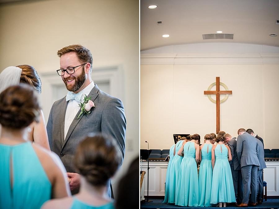 Ceremony prayer at this Fountain City Church Wedding by Knoxville Wedding Photographer, Amanda May Photos.