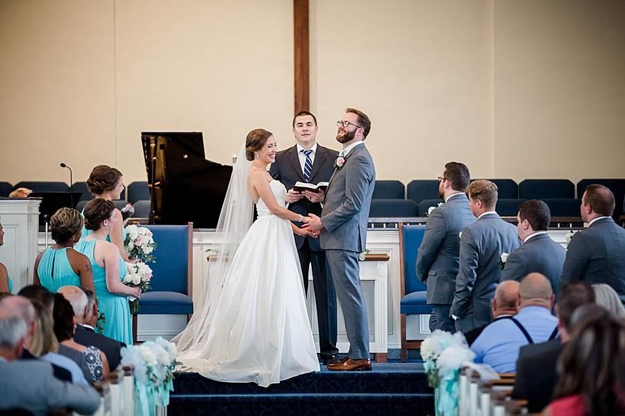 Laughing at this Fountain City Church Wedding by Knoxville Wedding Photographer, Amanda May Photos.