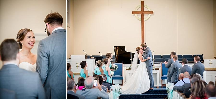 You may kiss the bride at this Fountain City Church Wedding by Knoxville Wedding Photographer, Amanda May Photos.