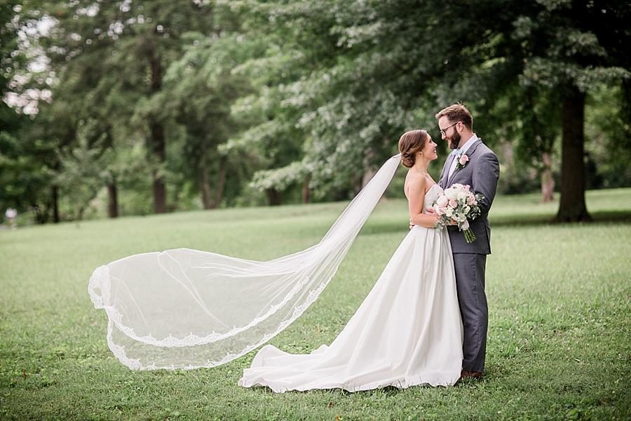 Flowing veil at this Fountain City Church Wedding by Knoxville Wedding Photographer, Amanda May Photos.