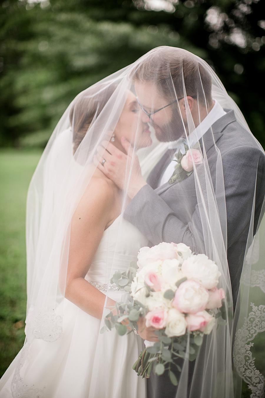 Under the veil at this Fountain City Church Wedding by Knoxville Wedding Photographer, Amanda May Photos.