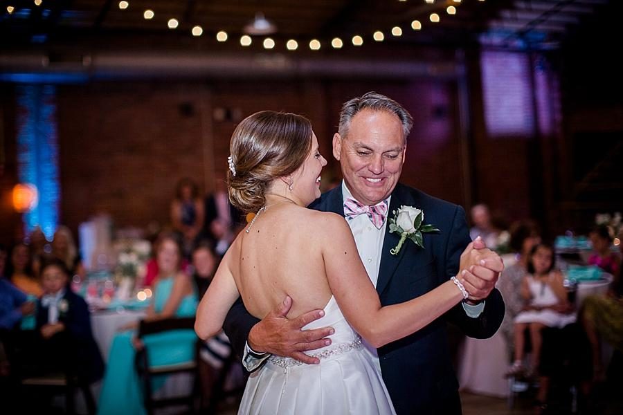 Daddy daughter dance at this Fountain City Church Wedding by Knoxville Wedding Photographer, Amanda May Photos.