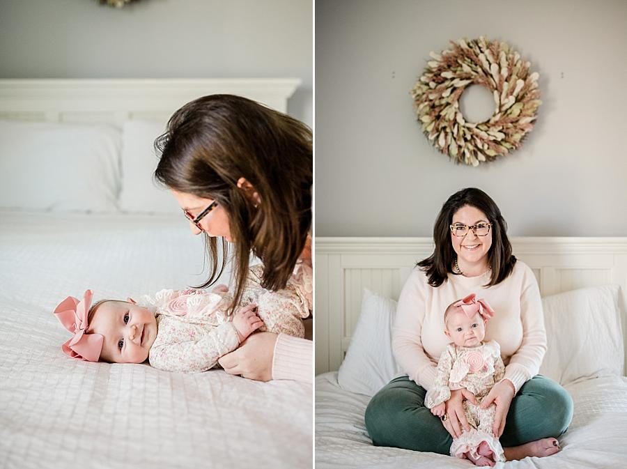 In mom's lap at this Studio 3 Month Session by Knoxville Wedding Photographer, Amanda May Photos.