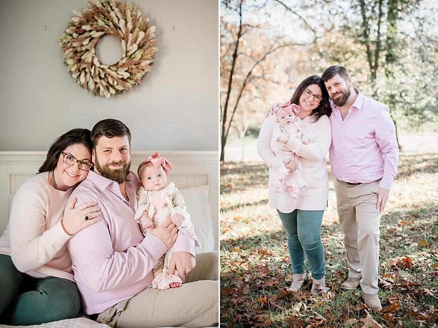 The whole family at this Studio 3 Month Session by Knoxville Wedding Photographer, Amanda May Photos.