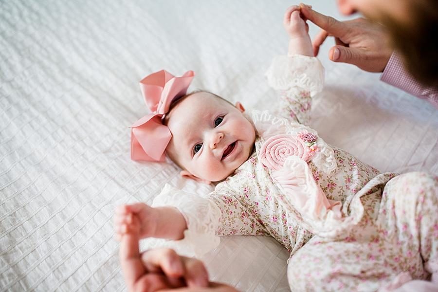 Floral outfit at this Studio 3 Month Session by Knoxville Wedding Photographer, Amanda May Photos.